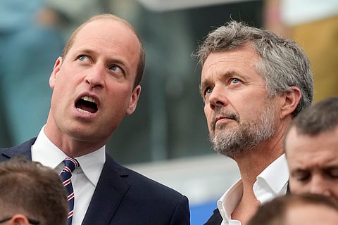 Britain's Prince William talks to King of Denmark Frederik X
